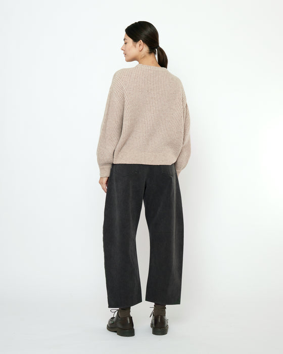 Striped Poet Sleeves Sweater Taupe Sand