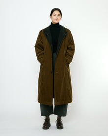  Padded Corduroy Coat with Fleece Lining Deep Olive