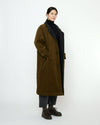 Padded Corduroy Coat with Fleece Lining Deep Olive