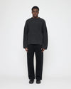 Oversized Mock Neck Extrafine Merino Wool Sweater Speckle Charcoal