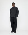 Oversized Mock Neck Extrafine Merino Wool Sweater Speckle Charcoal