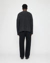 Oversized Mock Neck Extrafine Merino Wool Sweater Speckle Charcoal