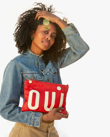  Clare V. Oui Flat Clutch w/Tabs in Cherry Red