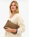 Flat Clutch with Tabs Medium Woven Diagonal Oat Multi