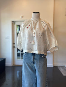  Floral Silk Blouse with Tie Front