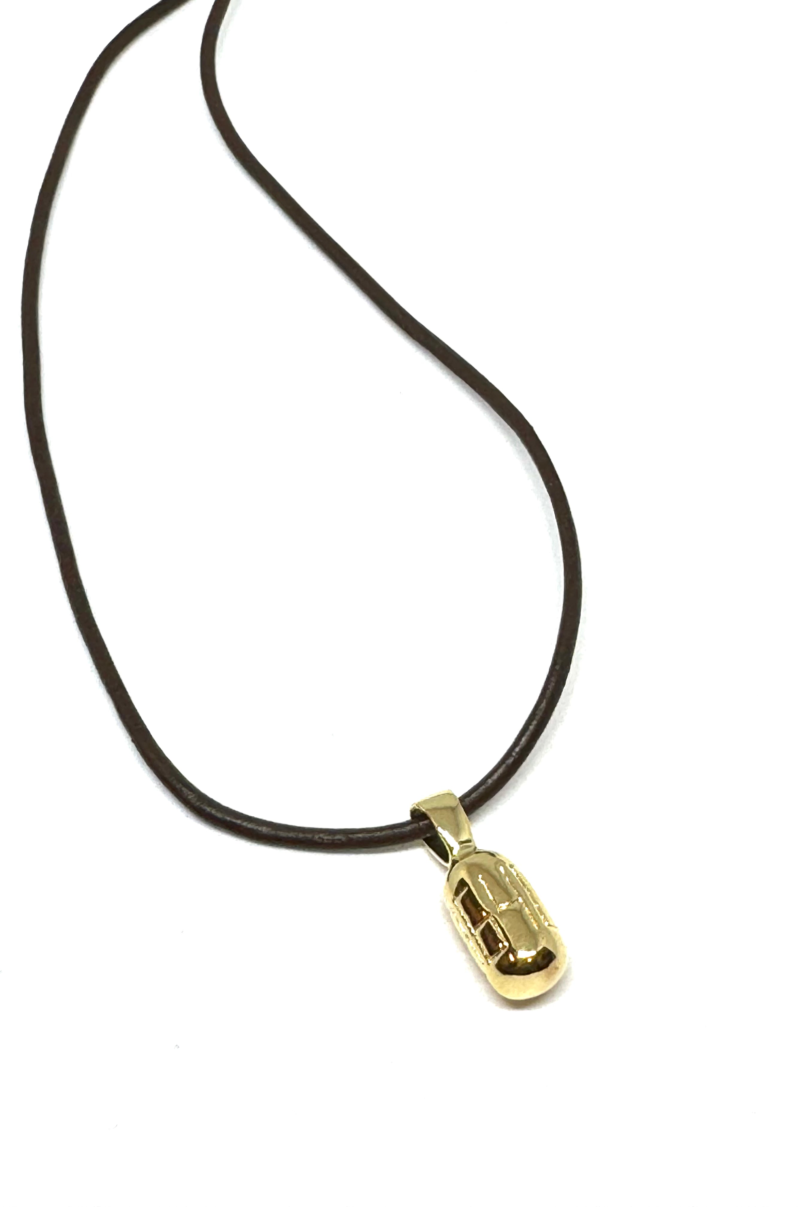 18K gold over bronze Micro Fortune Buoy Necklace by Sylvia Benson