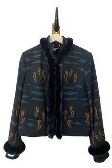  Sabina Savage "The Song Deer" Silk Trim Wool Jacket