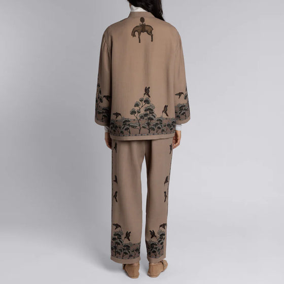 "The Wolf You Feed" Wool Crepe Lounge Jacket Desert/Dawn