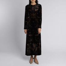  "Secrets of the Bison" Long Silk Velvet Dress Sanguine/Silver