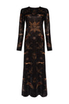"Secrets of the Bison" Long Silk Velvet Dress Sanguine/Silver