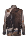 "Secrets of the Bison" Silk Tie Neck Blouse Sanguine/Silver