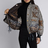 "Secrets of the Bison" Silk Twill Reversible Quilted Bomber Jacket Sanguine/Silver