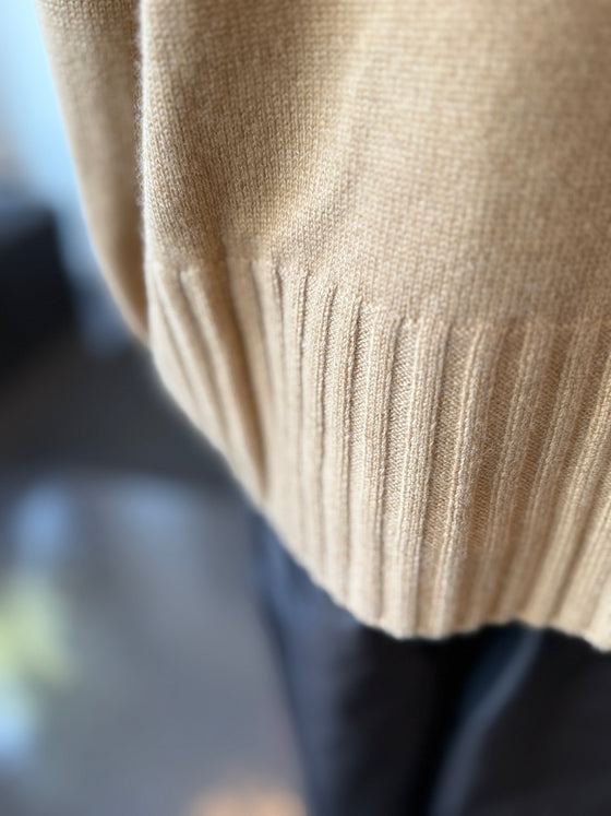 Cashmere Crewneck Pullover Sweater Caramel