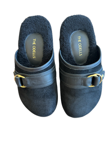  The Odells Black Shearling Buckle Mule
