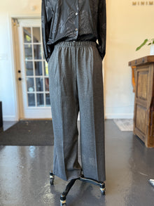  Plaid Jersey Wide Leg Pant Graphite