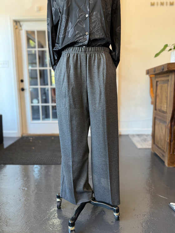 Plaid Jersey Wide Leg Pant Graphite