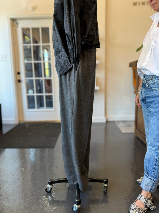 Plaid Jersey Wide Leg Pant Graphite