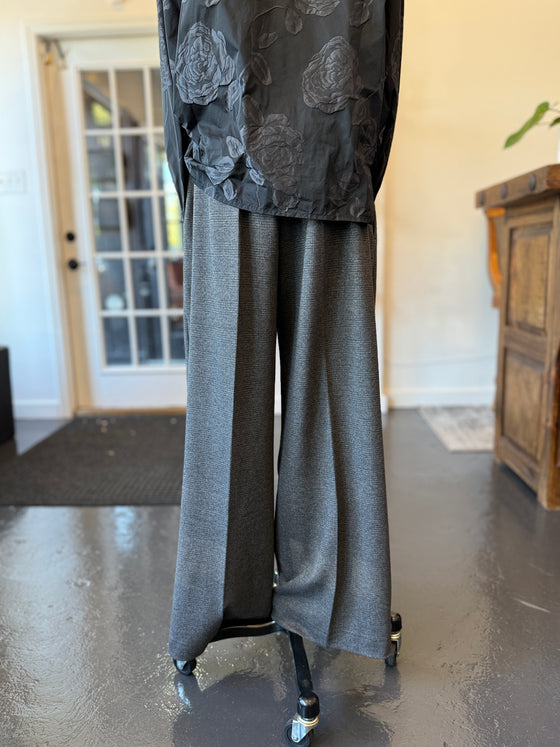 Plaid Jersey Wide Leg Pant Graphite