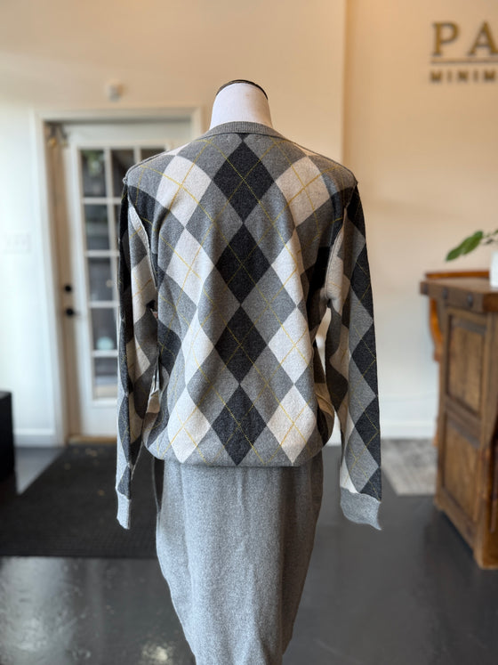 Cashmere Argyle Cardigan Feather