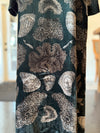 "The Scrimshaw Skeleton" Long Silk Velvet Dress Kelp/Canvas