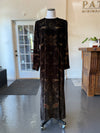 "Secrets of the Bison" Long Silk Velvet Dress Sanguine/Silver
