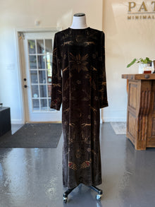  "Secrets of the Bison" Long Silk Velvet Dress Sanguine/Silver