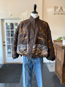  "Secrets of the Bison" Silk Twill Reversible Quilted Bomber Jacket Sanguine/Silver