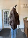 "Secrets of the Bison" Silk Twill Reversible Quilted Bomber Jacket Sanguine/Silver