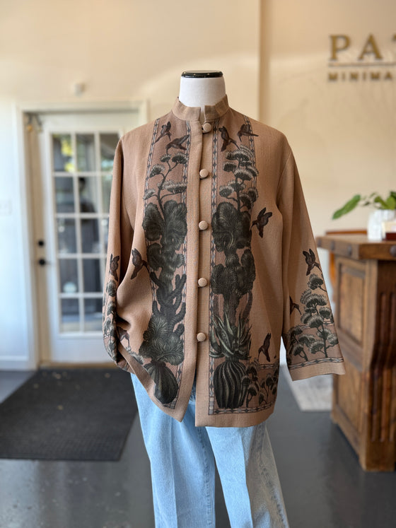 "The Wolf You Feed" Wool Crepe Lounge Jacket Desert/Dawn