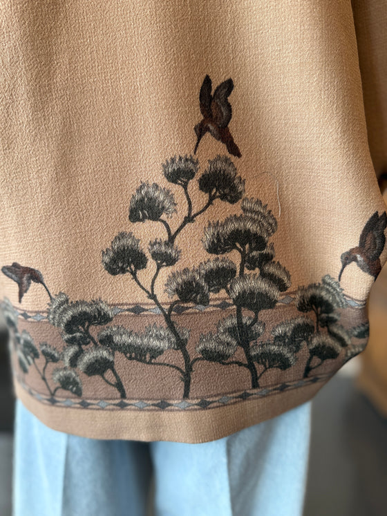 "The Wolf You Feed" Wool Crepe Lounge Jacket Desert/Dawn