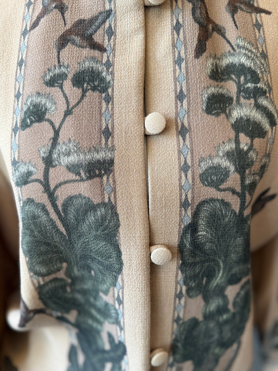 "The Wolf You Feed" Wool Crepe Lounge Jacket Desert/Dawn