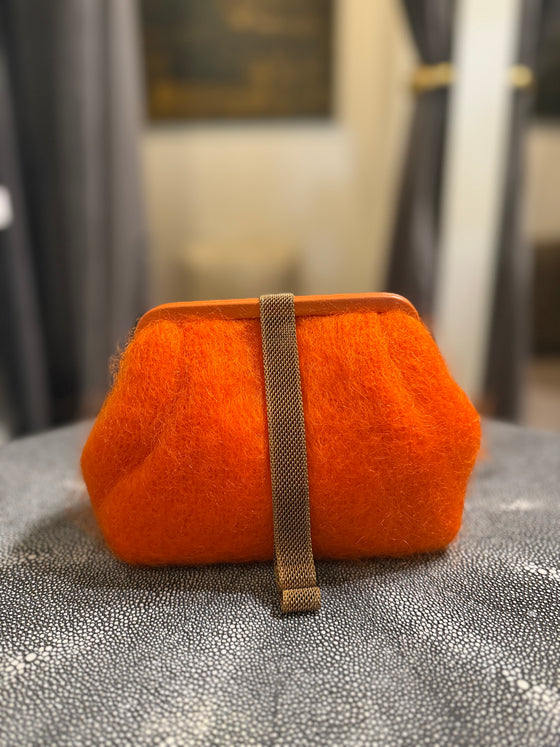 Susan  Orange Mohair Clutch