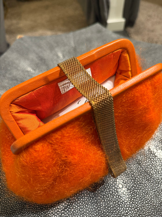 Susan  Orange Mohair Clutch