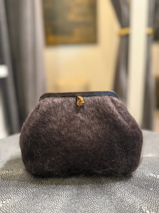 Susan Chocolate Brown Mohair Clutch