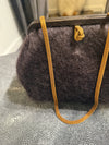 Susan Chocolate Brown Mohair Clutch