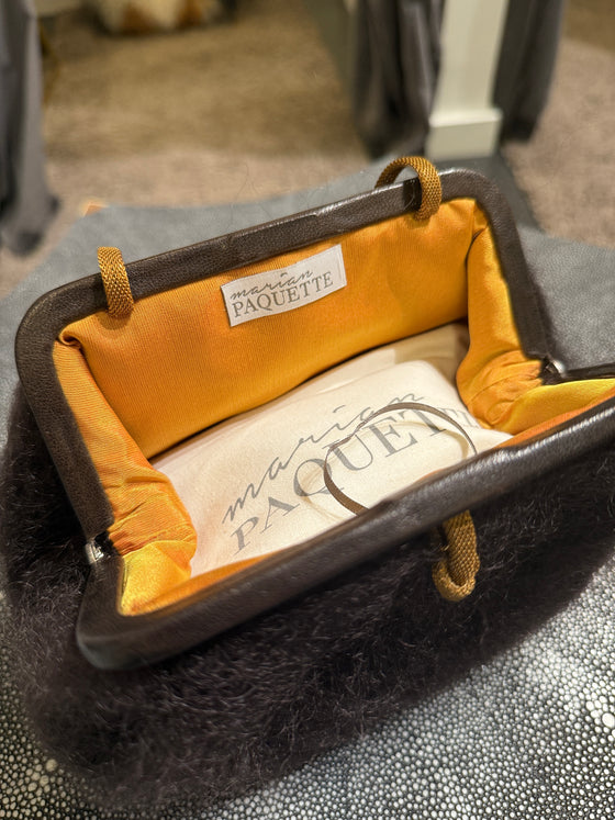 Susan Chocolate Brown Mohair Clutch