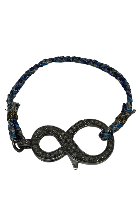 Pave Diamond Infinity Bracelet on Handwoven Braid
