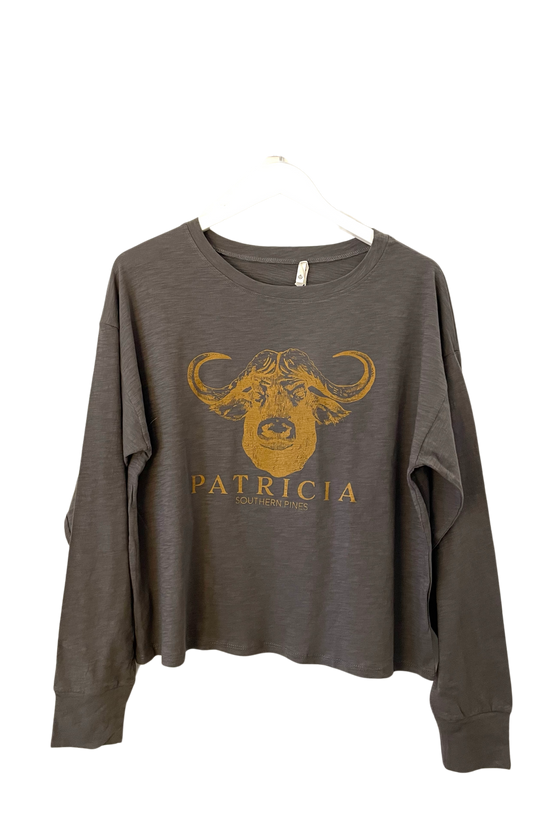 PATRICIA Graphic Long Sleeve T - Dark Grey