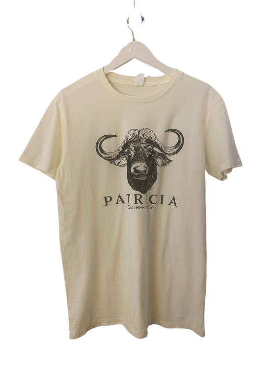 Graphic T in ivory with a black buffalo