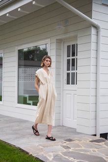  Linda Dress in Striped Linen