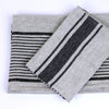 Stonewashed Linen Bath Towel - Grey with Black