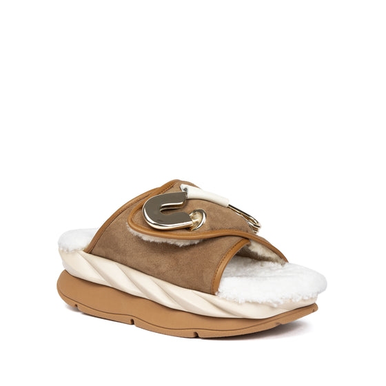 Mellow Pin Shearling sandal in tan found at Patricia in Southern Pines, NC