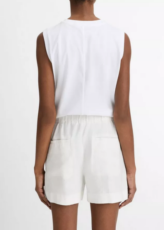 Mid Rise Hemp Short Off White
