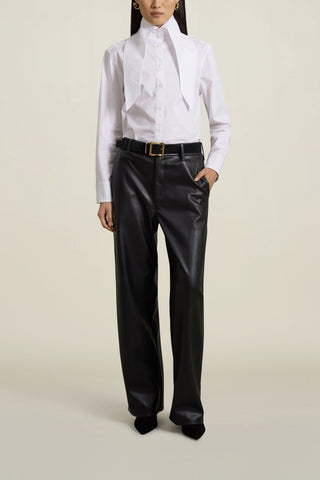 Kallmeyer Black Faux Leather Wide Leg Column Jeans