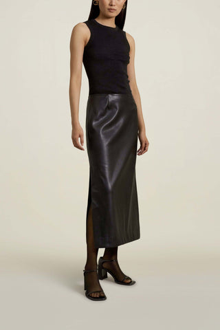 Kallmeyer Black Faux Leather Forsyth Pencil Skirt