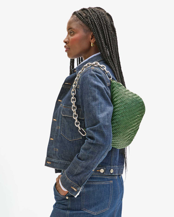 Petit Moyen Messenger in Evergreen Woven Zig-Zag