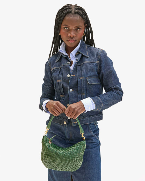 Petit Moyen Messenger in Evergreen Woven Zig-Zag