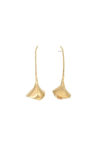 Sylvia Benson Gold Long Stem Poppy Earrings