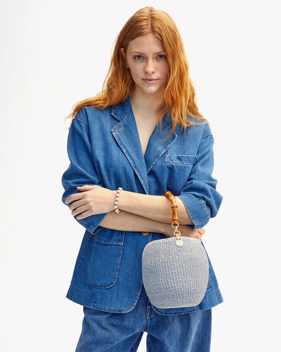 Clare V. Pot de Miel with Bamboo Handle in Powder Blue