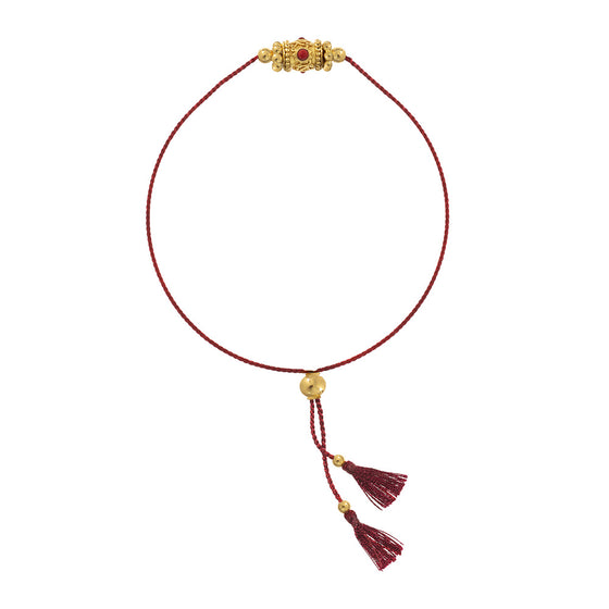 Dorothee Sausset Rakhi Coral drawstring bracelet found at Patricia in Southern Pines, NC